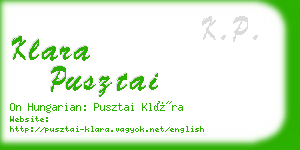 klara pusztai business card